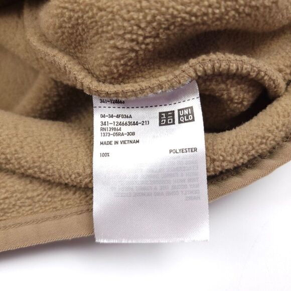 UNIQLO Fluffy Yarn Fleece Full Zip Jacket Thermal Teddy Sweater Tan Mens XL - Picture 6 of 6